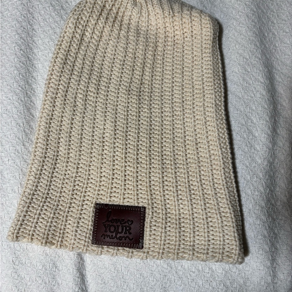 Love Your Melon Ivory Chunky Knit Beanie